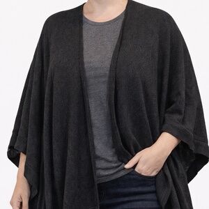 Womens Wrap One Size Shawl Dark Gray Acrylic Comfy Cabincore